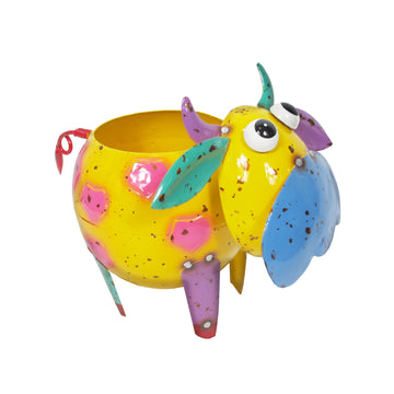 FAIRE - Continental Art Center Cow Planter Mini Cow Planter Colorful Cute Painted and Enameled Metal Art